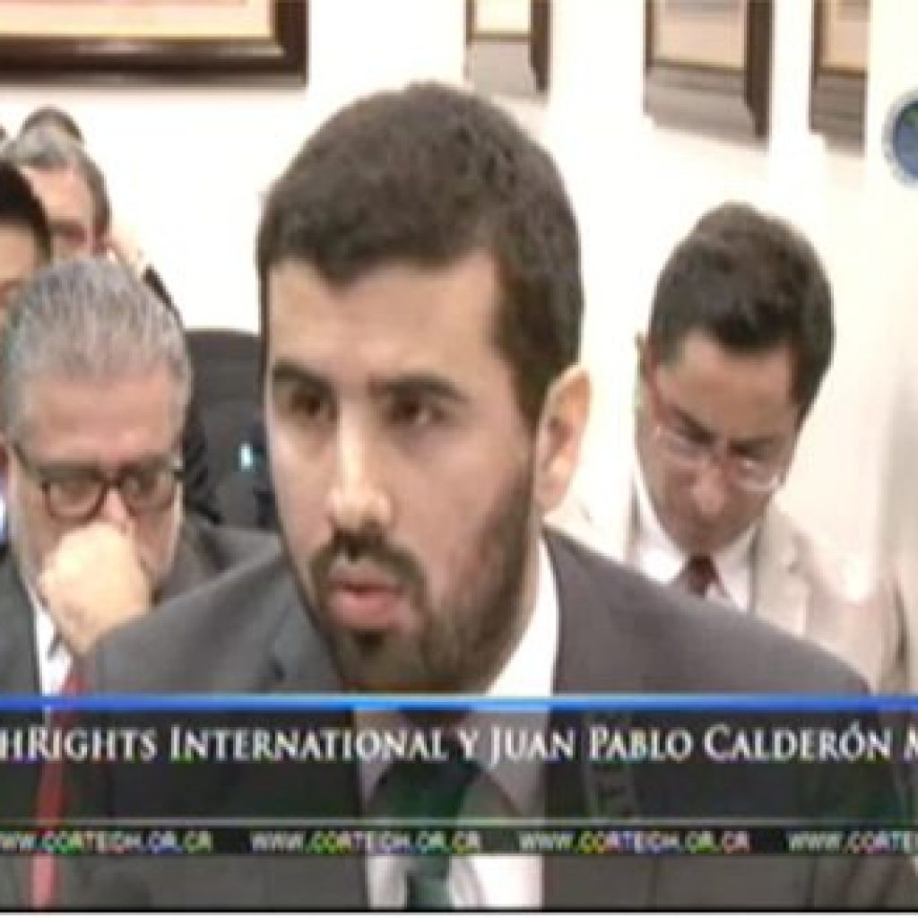 Juan Pablo Calderon speaks in front of the IACtHR
