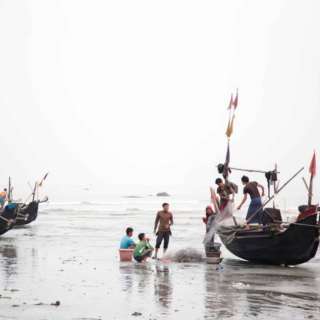 Fishers near Dawei Special Economic Zone unload their catch at a local beach market. Local fisheries and this market would both be threatened by the proposed Dawei deep sea port.