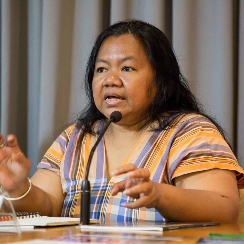 Sor Rattanamanee Polkla, Executive Coordinator of the Community Resource Centre Foundation, speaks about the need for binding legislation to regulate Thai corporations.