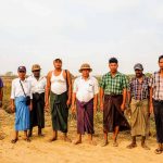 A group of the 33 farmers on their land near Thilawa Special Econoimc Zone in Myanmar.