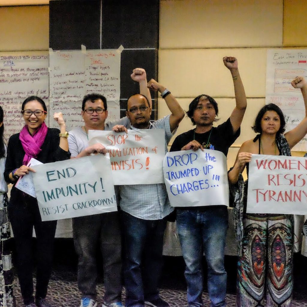 The conference provided spaces to discuss common issues facing earth rights defenders across the region, such as violence, repression, and criminalization. Beverly Longid, at right, of the Philippines, has been placed on a list of terrorists by her government's Department of Justice, along with many other indigenous peoples’ rights activists in her country.
