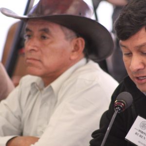 Adolfo Chávez (right) testifies to the IACHR