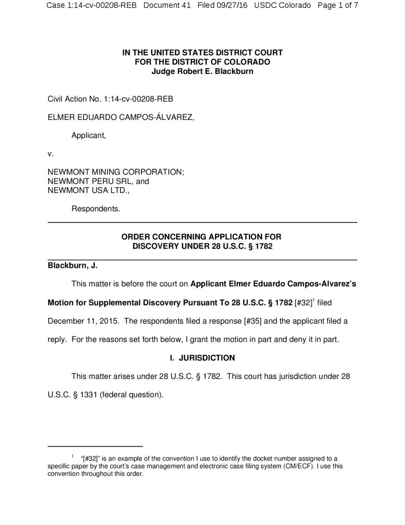Discovery Order Nevada EarthRights International