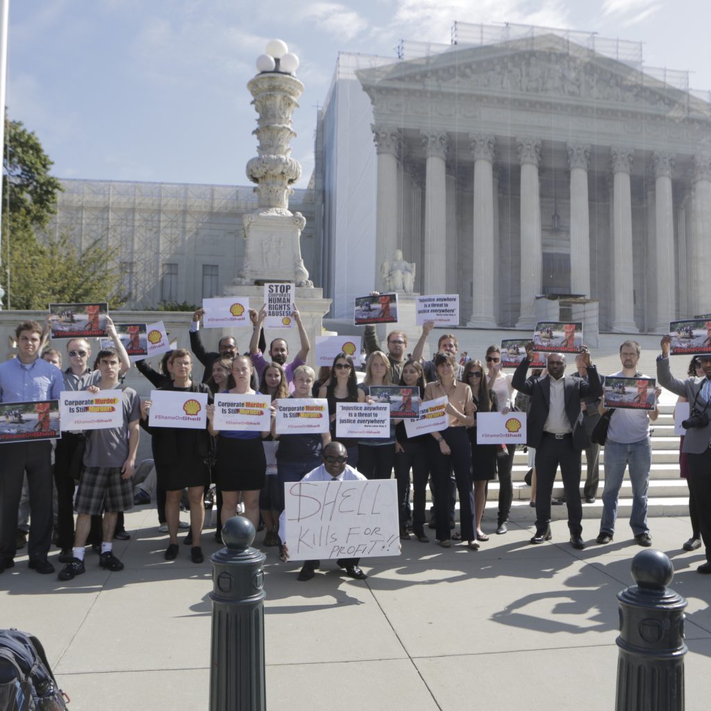 Human rights advocates rally outside the Supreme Court on Oct 1, 2012