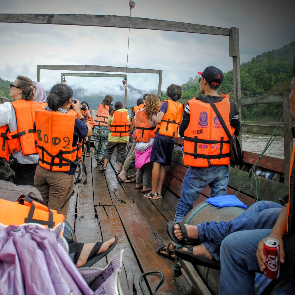 Students and staff en route to Sob Moei Village, on the Salween River