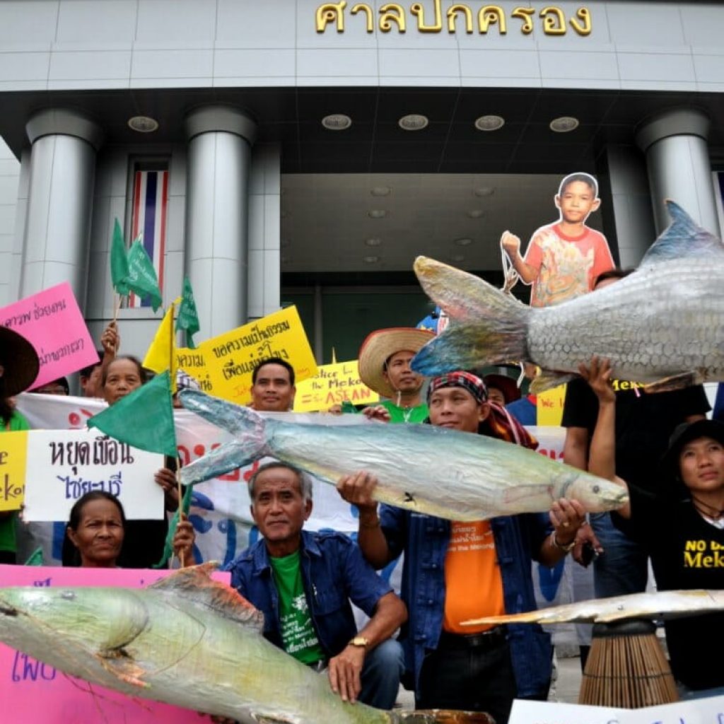 Thai villagers protesting the Xayaburi dam